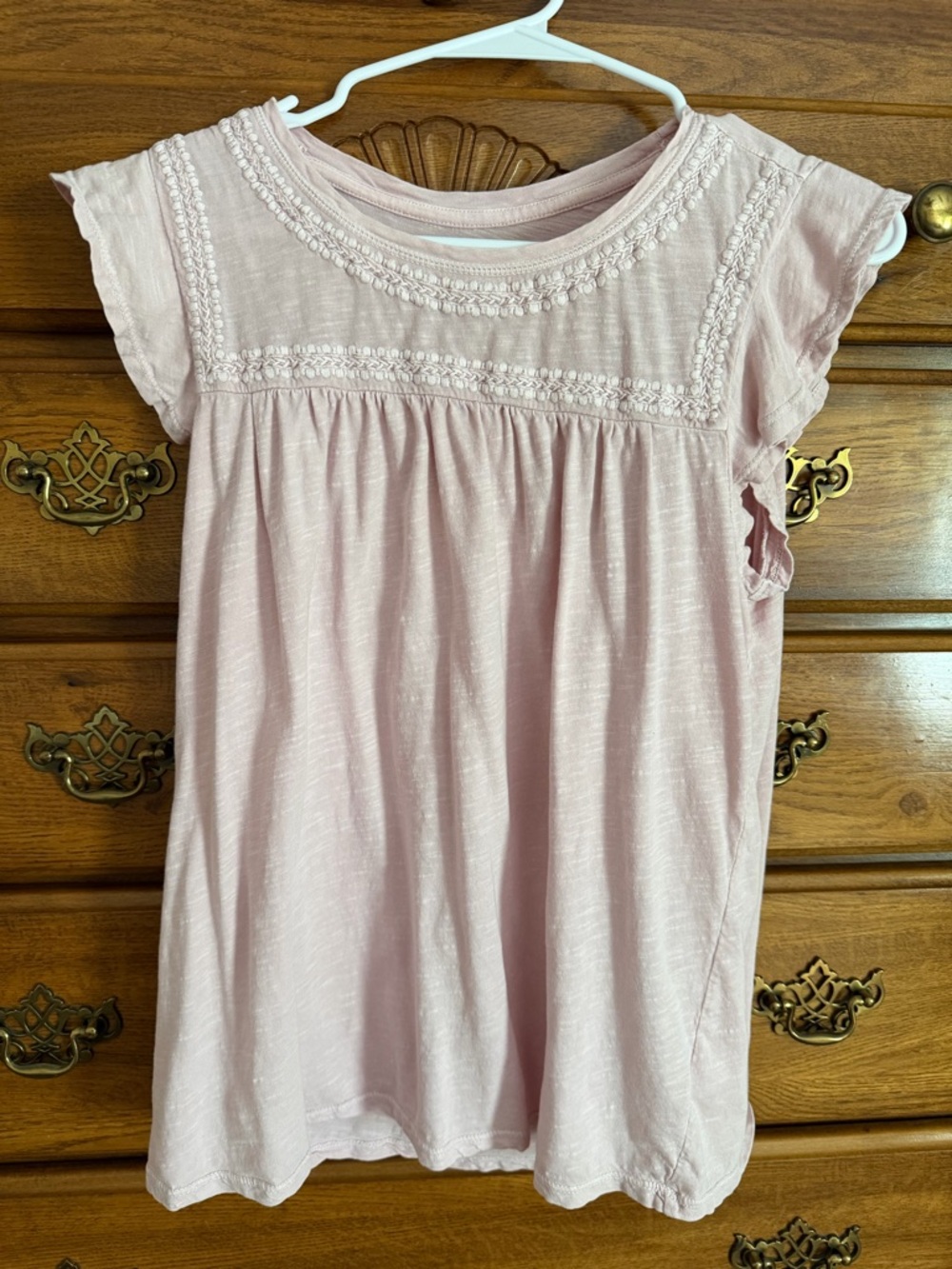 Lucky Brand Soft Pink Embroidered Cap-Sleeve Top